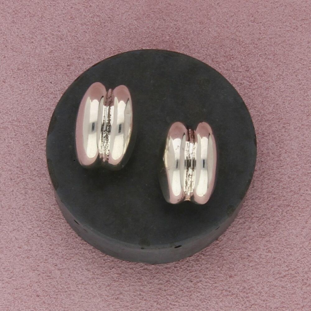 sterling silver & 14k gold posts double dome omega-back earrings